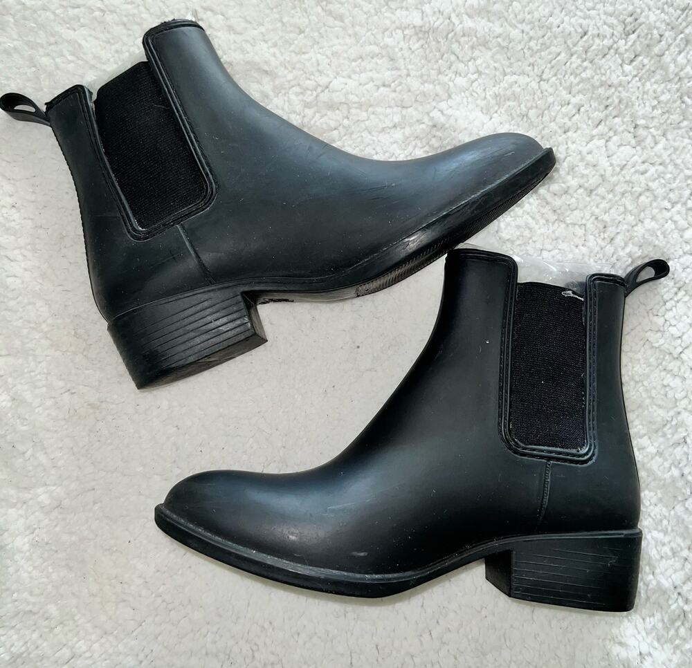 Jeffery Campbell Havanna Last Black Rubber Pull On Chelsea Boots - size 9 - E10